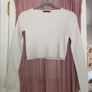 Brandy Melville Cropped White Long Sleeve